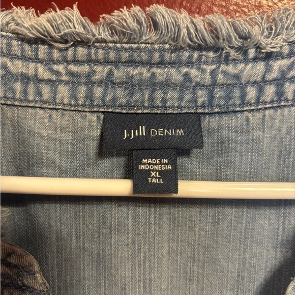 J. Jill Denim Dress Women’s Size XL Light Blue Button Down Tencel Shirt Dress - Picture 3 of 7